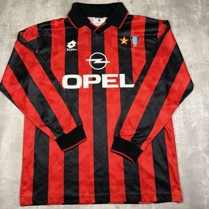 AC Milan 1994 1995 Home Jersey Lotto Opel Long Sleeve Italy XL Soccer Futbol